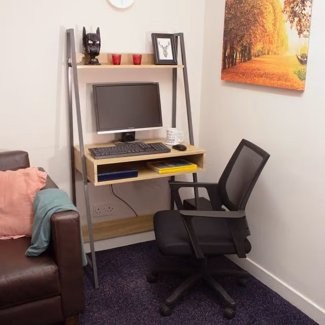 Core Products Ltd Modern Home Office Desk, Chair and Shelf Set in Light Oak