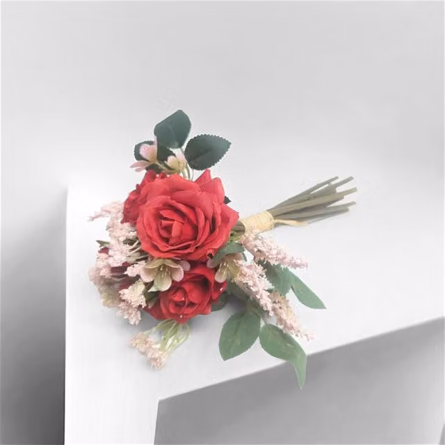 Kingsbury Gifts Red Artificial Hand-tied Organic Textile Rose Bundle – 1