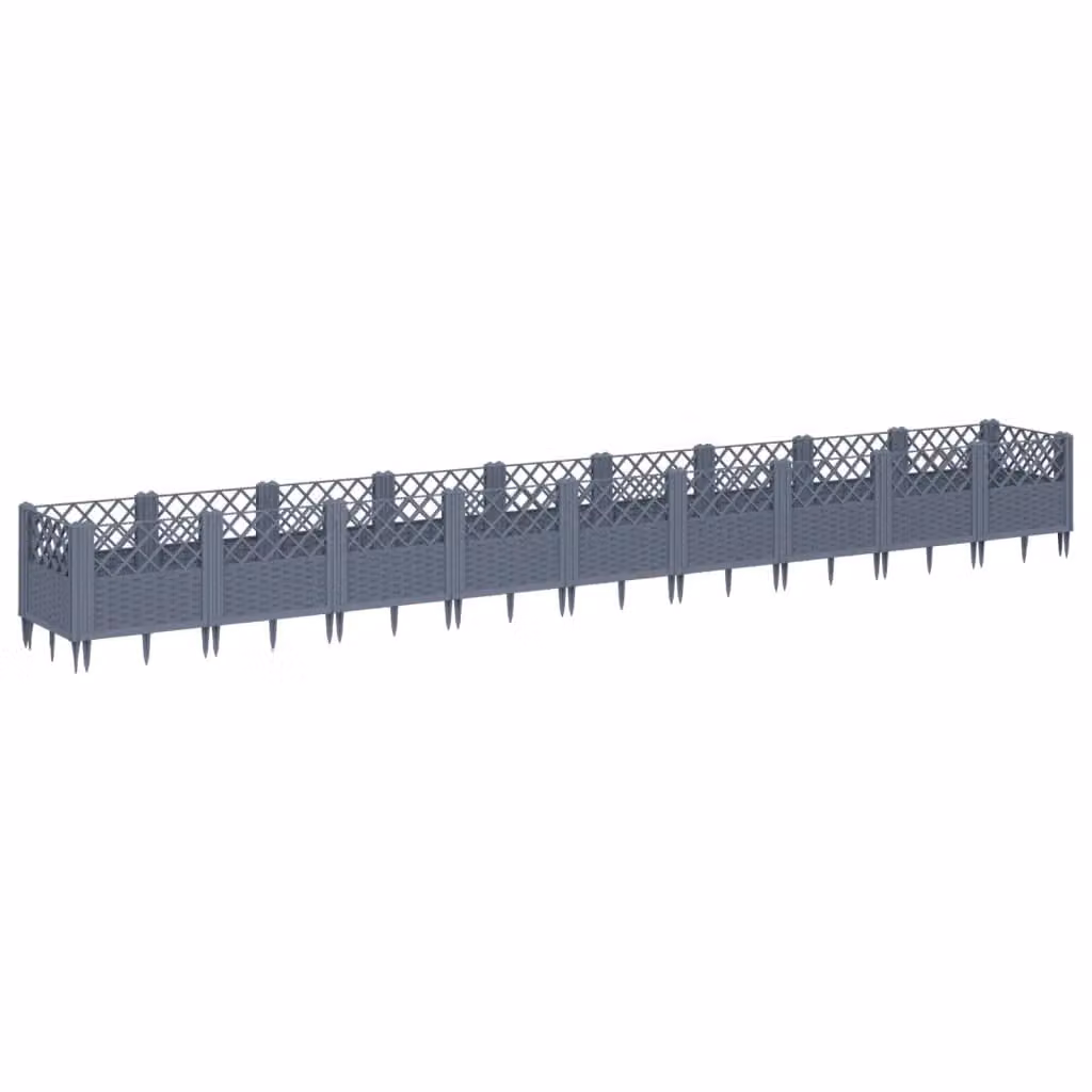 Berkfield Home Garden Planter with Pegs in Blue and Grey, W/D/H: 363.5 x 43.5 x 43.5 cm – 2