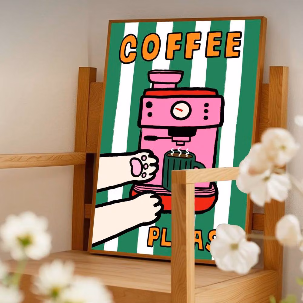 The Paper Tail Coffee Please Print Multicolour Typography Paper Poster, W: 29.7 cm, H: 42.0 cm – 5