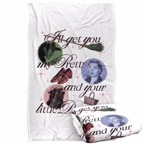 Warner Bros. The Wizard Of Oz I'll Get You My Pretty Super Soft Fleece Throw Blanket, Multicolour, W/D/H: 91 x 147 cm – 1