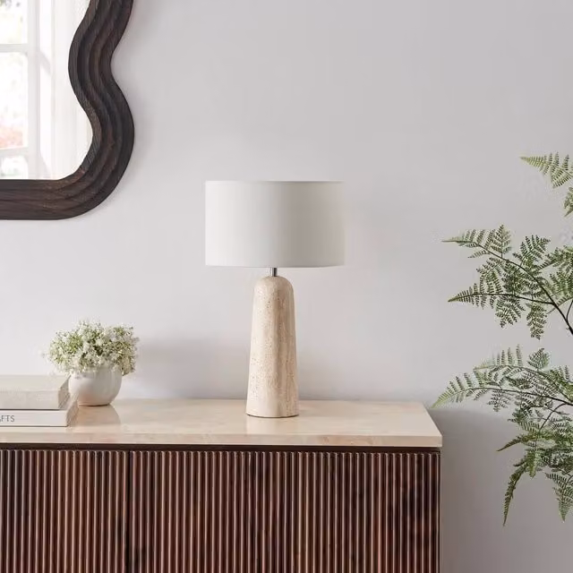 FurnitureboxUK Teresia Travertine Stone Table Lamp in Beige – 1