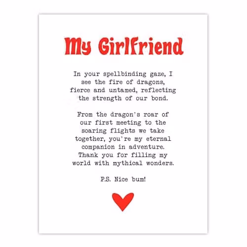 Artery8 Love Poem Role Play Game Nerd Girlfriend Large Wall Art Poster Print, W: 46.0 cm, H: 61.0 cm