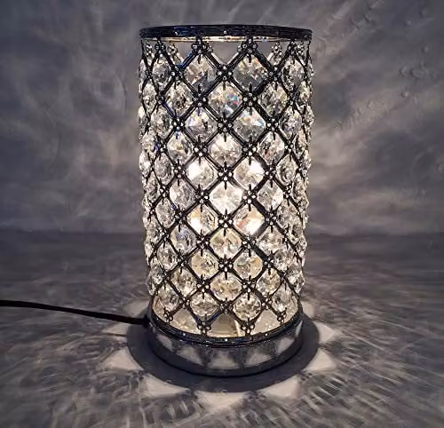 K LIVING Mikey Beaded Silver Chrome Touch Cylinder Table Lamp – 1