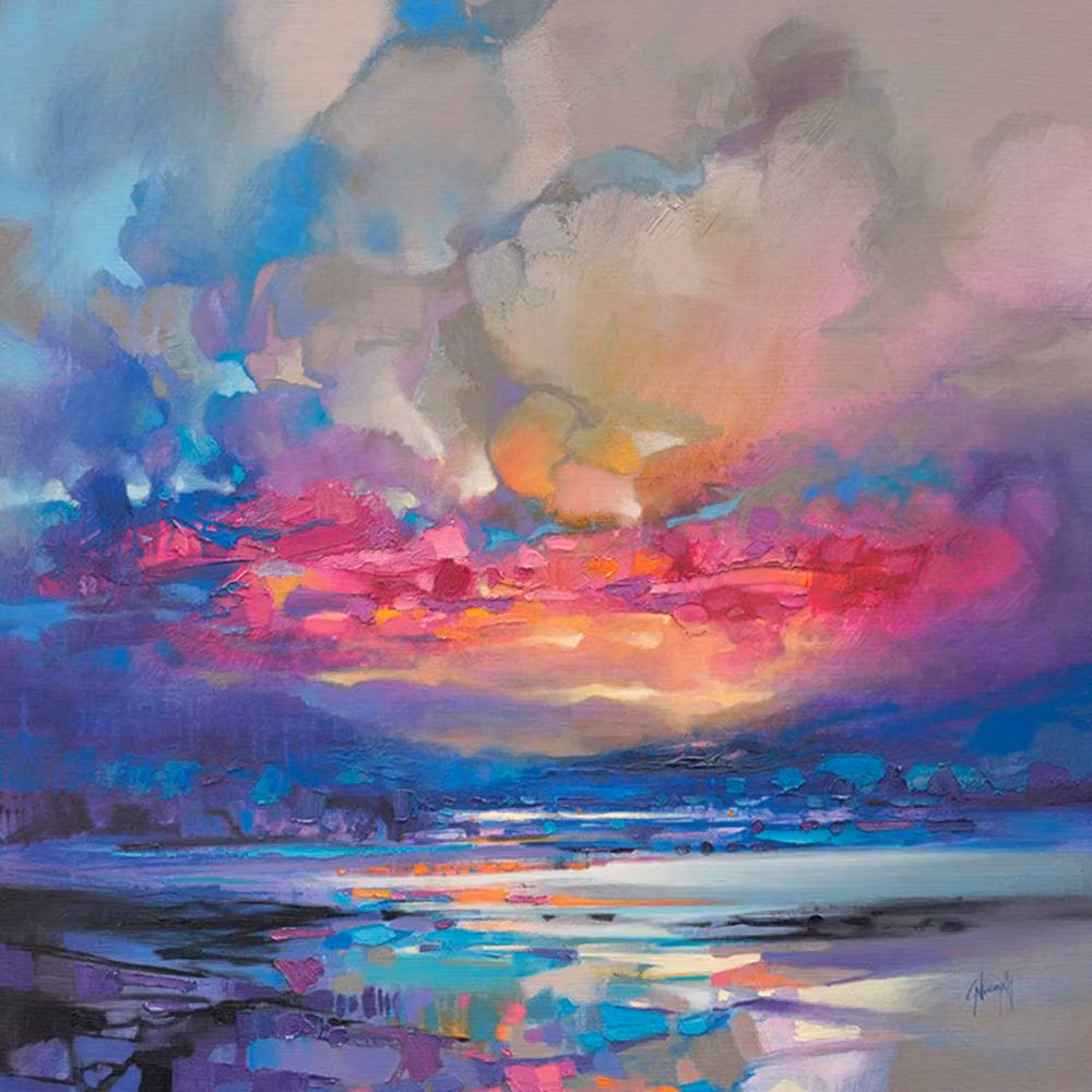 Scott Naismith Quantum Skye Multicolour Abstract Wooden Plaque Reproduction – 2