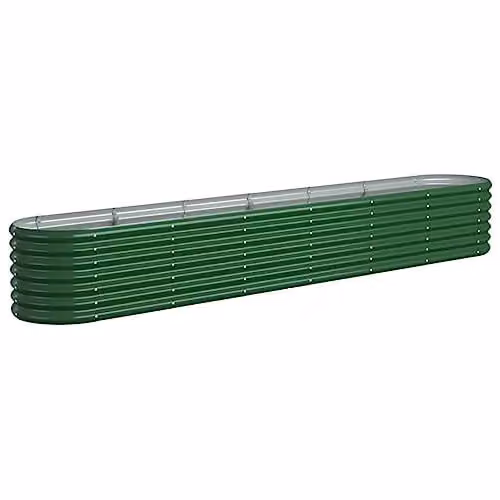 vidaXL Green Galvanised Steel Raised Bed for Vegetable, Herb or Ornamental Gardens, W: 260 cm, D: 40 cm, H: 36 cm