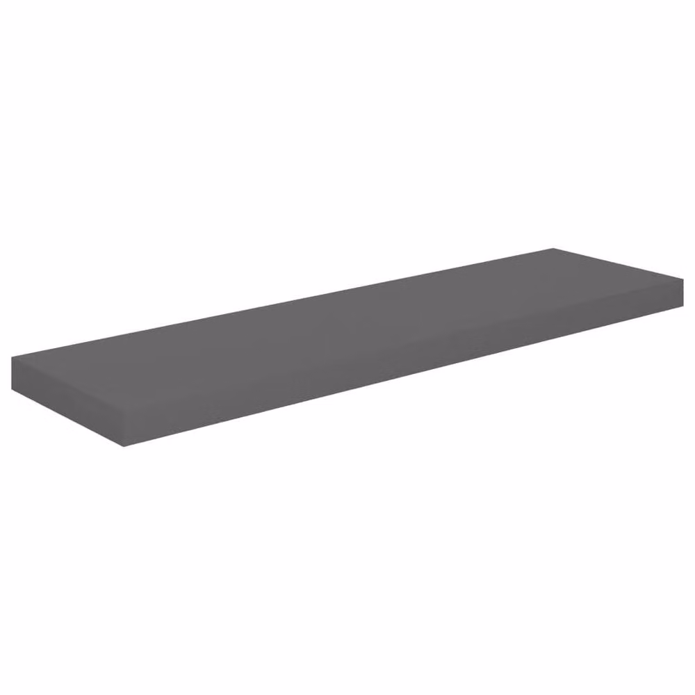 Berkfield Home Set of 2 Floating Wall Shelves in High Gloss Grey, W: 90 cm, D: 23.5 cm, H: 3.8 cm – 3