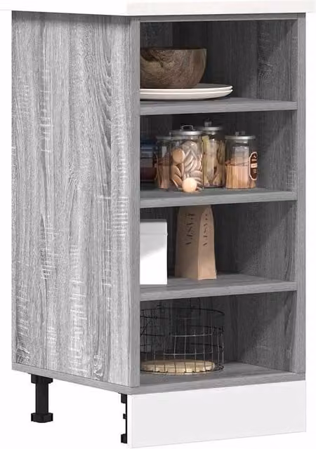 Berkfield Home Grey Sonoma Kitchen Base Unit with Hinged Doors and Internal Shelves, W/D/H: 40 x 44.5 x 81.5 cm