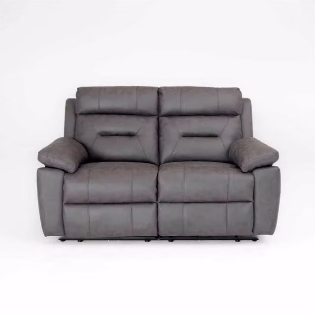 Furnishings For Less UK Lucy Electric Reclining 2 Seater Fabric Sofa in Ink Grey with USB Charging – 1