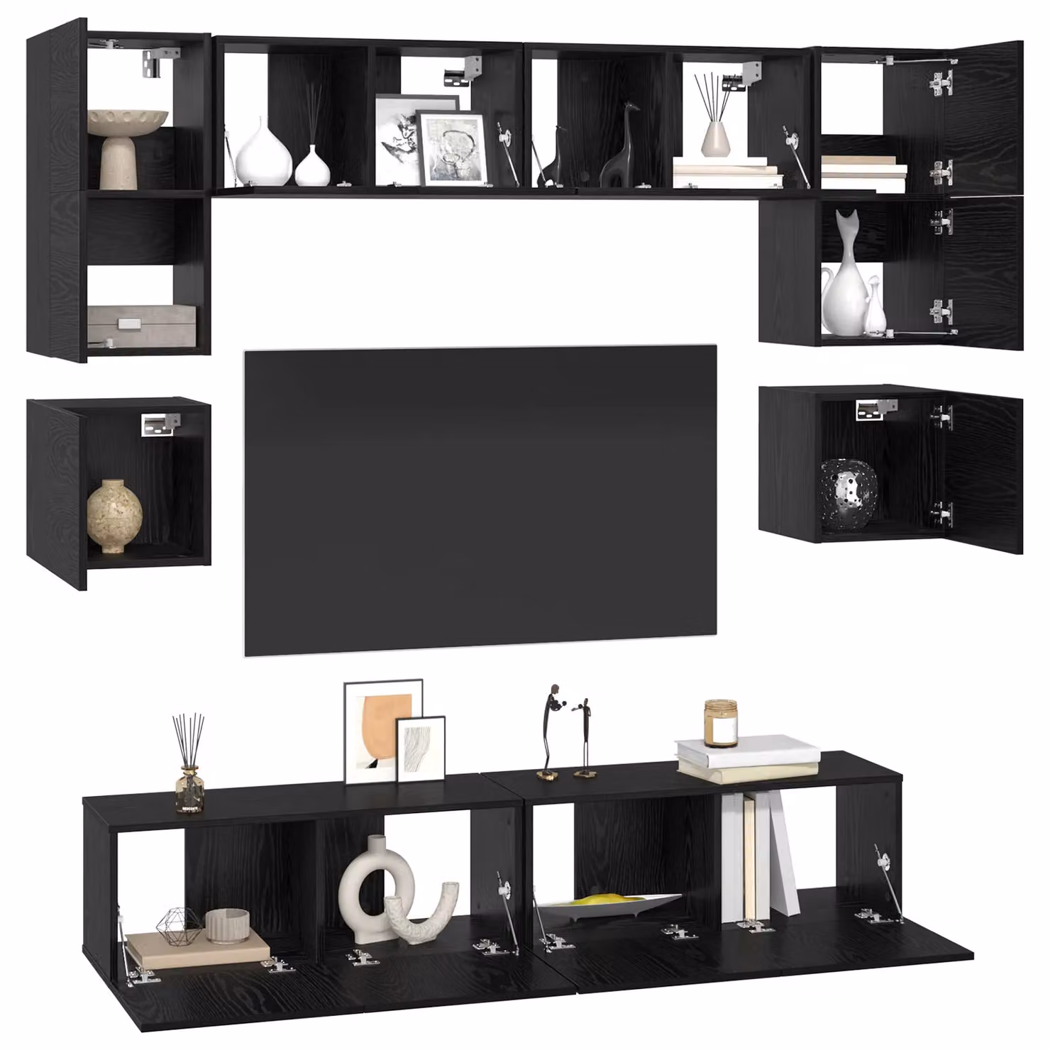 Berkfield Home Wall-mounted Storage Shelf with Door in Black Oak, W/D/H: 80 x 30 x 30 cm – 3