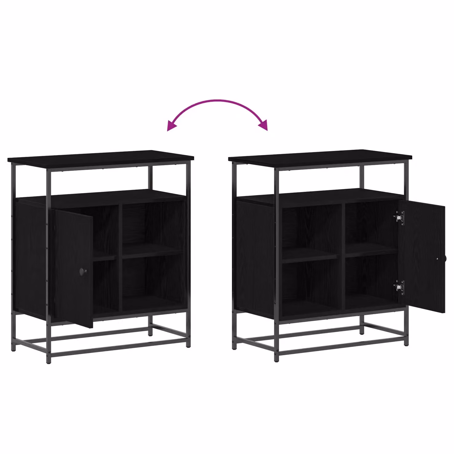 Berkfield Home Modern Black Oak Sideboard in Engineered Wood and Metal, W/D/H: 69 x 35 x 80 cm – 7