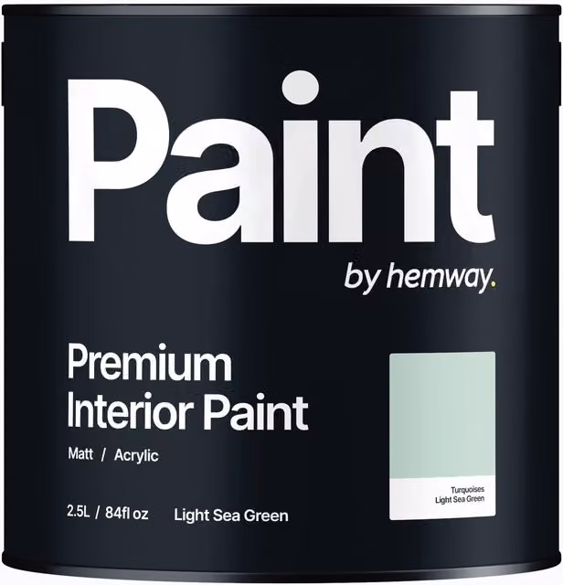Hemway Matt Acrylic Latex Interior Paint in Light Sea Green, 2.5L