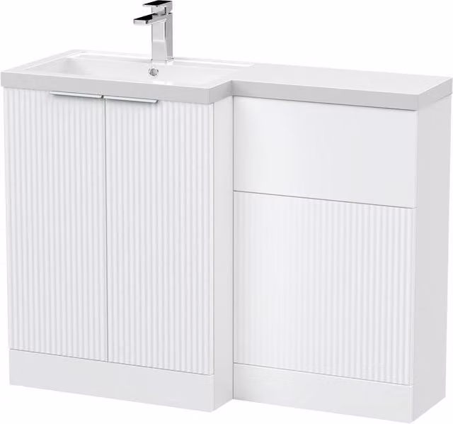 Balterley Tixall 2 Door Vanity WC Combi Unit with Poly Basin, Left Hand, White, W: 110 cm