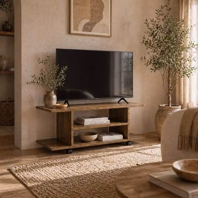 Wyld Haus Avavello Mobile TV Unit with Shelves and Castor Wheels, Brown, W/D/H: 80 x 40 x 40 cm