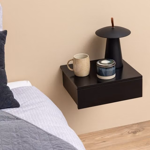 Furniture To Go Avignon Square Bedside Table with 1 Drawer in Black – 1