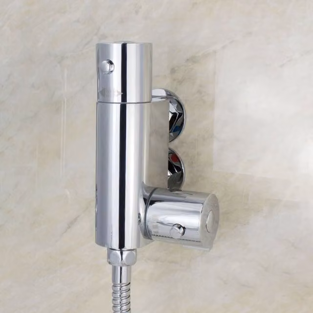 Nes Home Chrome Mini Thermostatic Exposed Bar Shower Valve in Silver