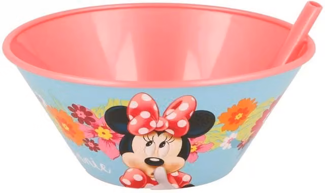 Stor Minnie Mouse Sippy Bowl with Straw, Multicolour, 500ml