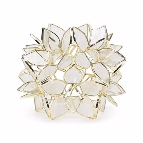 ValueLights Reine Glass Flower Easy Fit Pendant Light in Transparent and Gold/Brass, Shade Width: 21 cm