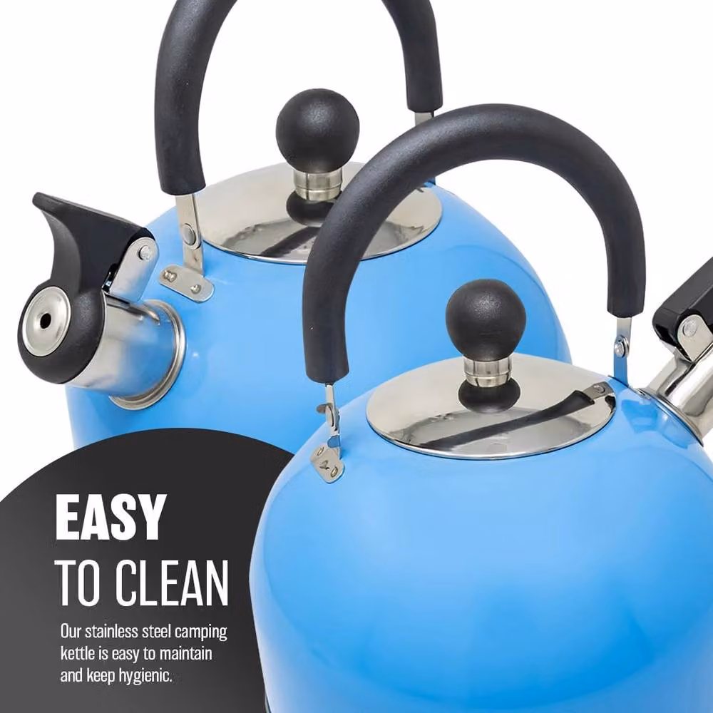 BARGAINS-GALORE 2.5l Stainless Steel Whistling Kettle in Blue and Light Blue – 7