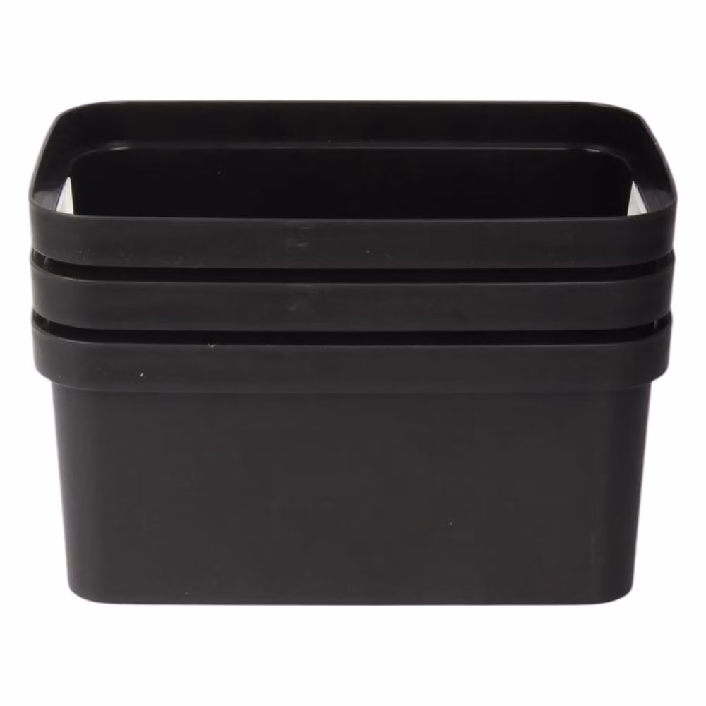 PAWNORA Pack of 3 Black Plastic Storage Boxes with Lid, 7.5L each – 4