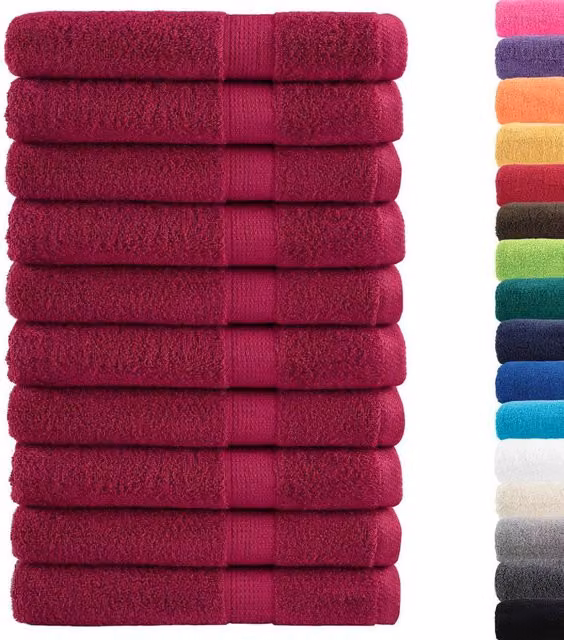 Berkfield Home SOLUND Premium Cotton Sauna Towel Set, 10 Pieces, Bordeaux Red, 600gsm, W: 80 cm, L: 200 cm