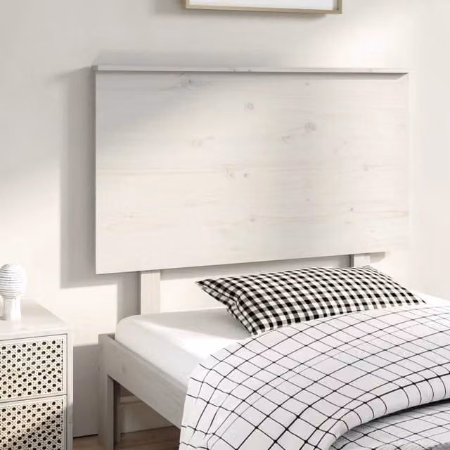Berkfield Home White Rustic Solid Wood Pine Bed Headboard W: 94 cm, D: 6 cm, H: 82.5 cm