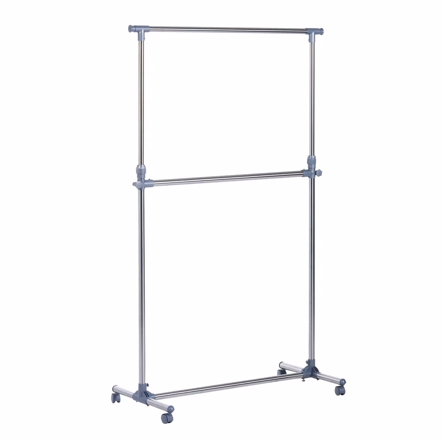HOMCOM Heavy Duty Adjustable Metal Clothes Rail and Garment Shelf in Grey – 2