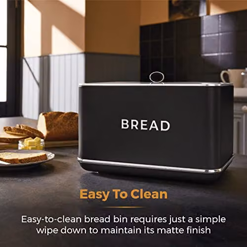Tower Renaissance Bread Bin in Black, 16L Capacity, W/D/H: 35.5 x 25.0 x 23.5 cm – 4