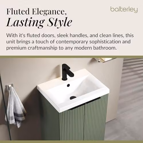Balterley Green Floor Standing Bathroom Vanity Unit with Basin and Soft Close 2 Doors, W/D/H: 51 x 39 x 85 cm – 3