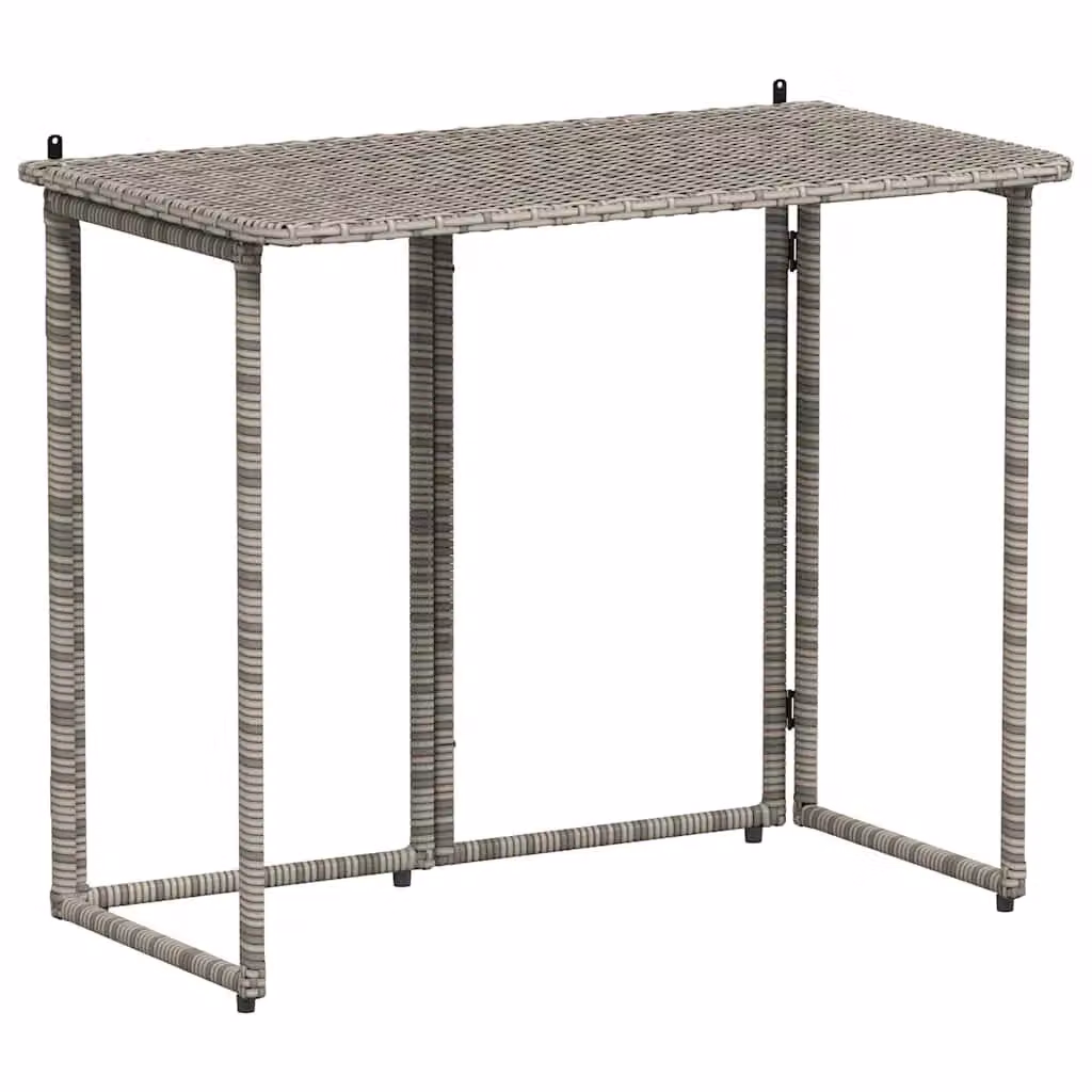 Berkfield Home Folding Garden Table in Grey Poly Rattan, W/D/H: 90 x 51 x 75 cm – 2