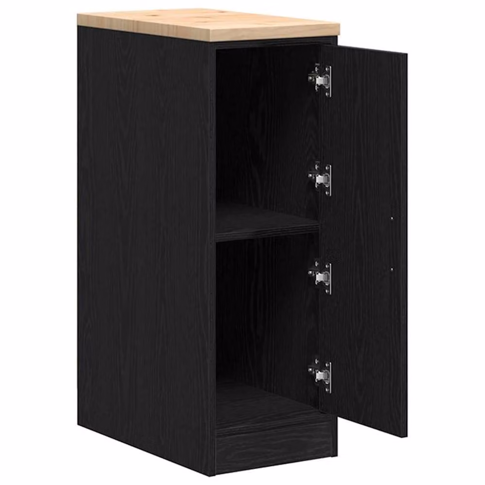 Berkfield Home Black Solid Wood Pine Garage and Workshop Storage Cabinet with Hinged Doors W/D/H: 30 x 51 x 85 cm – 4