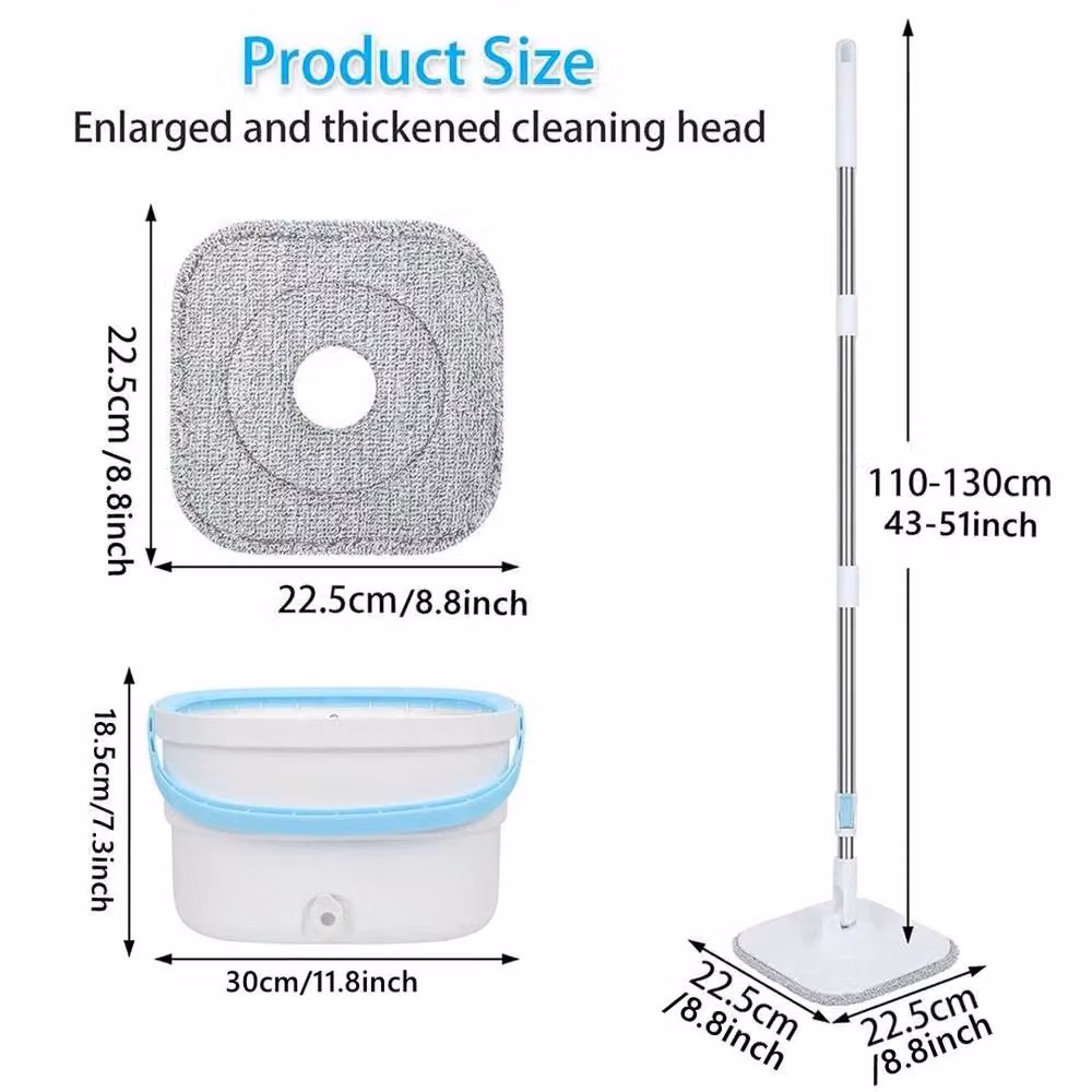KORVIXA Spin Mop and Bucket Set with Microfibre Mop in White – 2