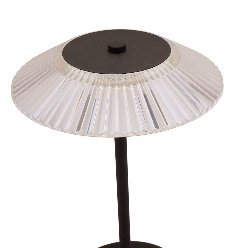 Hestia Black Ribbed Glass USB LED Touch Table Lamp with Warm White Light – 2