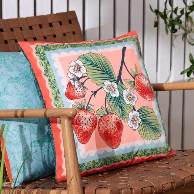 Furn Anemone Strawberries Floral Outdoor Cushion, Red and Multicolour, W/D/H: 45 x 45 x 45 cm – 2