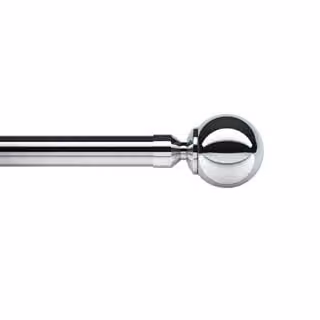 New Edge Blinds 28mm Ball End Eyelet Metal Curtain Pole Set in Metallic Silver, Width: 160 cm – 2