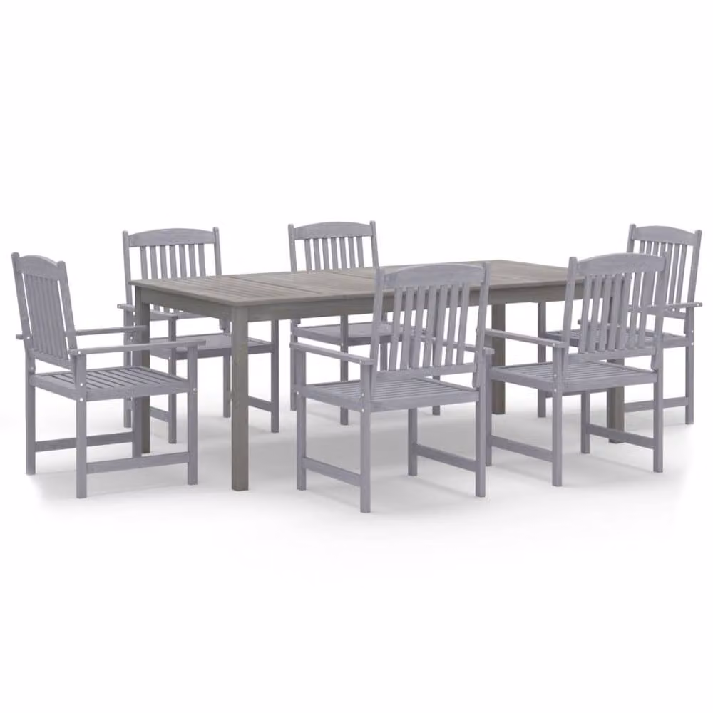 Berkfield Home 7 Piece Grey Acacia Wood Garden Dining Set – 2