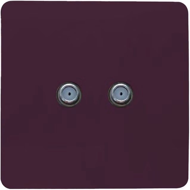 Trendi Switch 2 Gang Male F-Type Satellite Television Flush Socket in Purple – 1