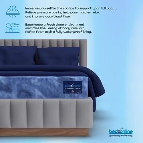 BEDZONLINE Waterproof Comfort Foam Mattress in Blue, UK Double, W/D/H: 190 x 135 x 13 cm – 4