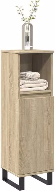 Berkfield Home Sonoma Oak Bathroom Cabinet, Brown, W/D/H: 30 x 30 x 100 cm