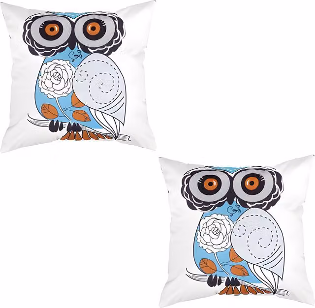 Gardenista Owl Printed Outdoor Scatter Cushion Set of 2, White Polyester