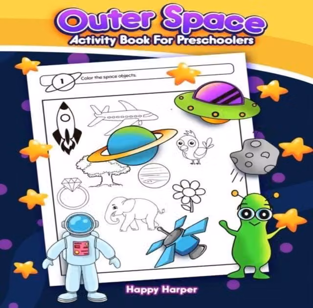 Harper Hall Outer Space Activity Book Paperback in White and Multicolour