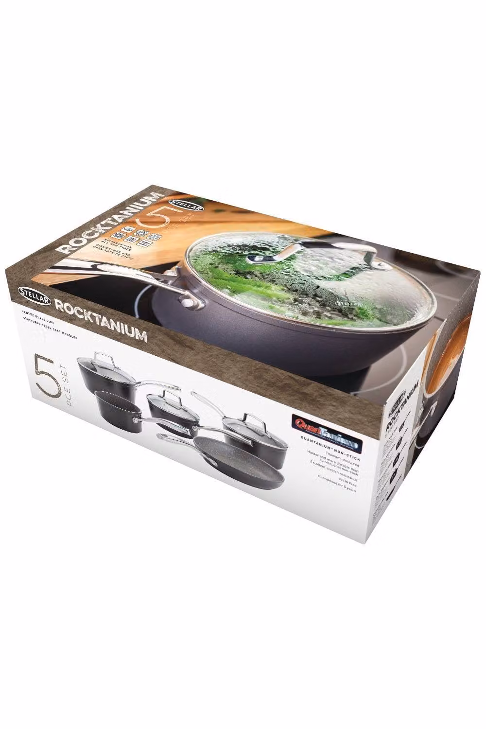 Stellar Rocktanium 5 Piece Non-Stick Saucepan Set in Metallic Silver – 3