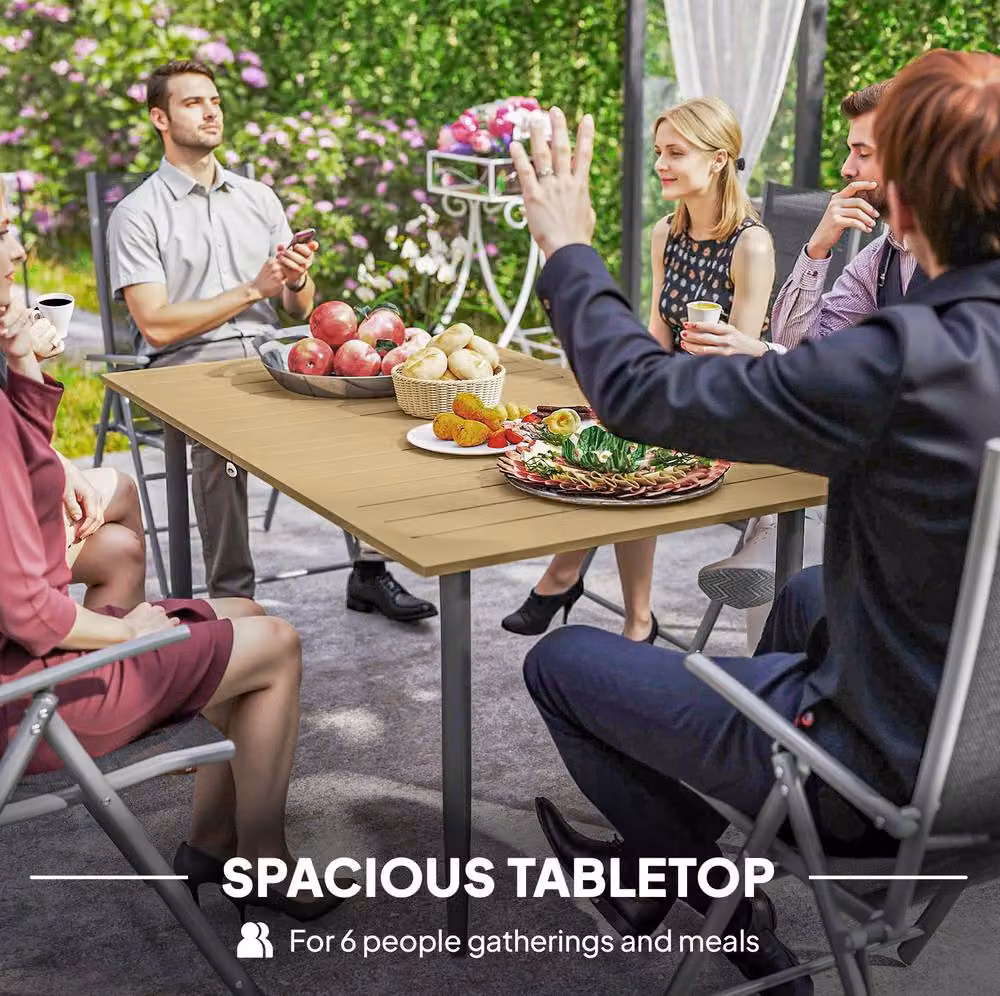 STILVORA Modern Outdoor Table in Sand with Parasol Hole, W/D/H: 150 x 90 x 73 cm – 5