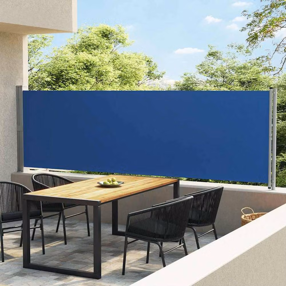 Berkfield Home Blue Retractable Side Awning for Patio, W/H: 600 x 140 cm – 1