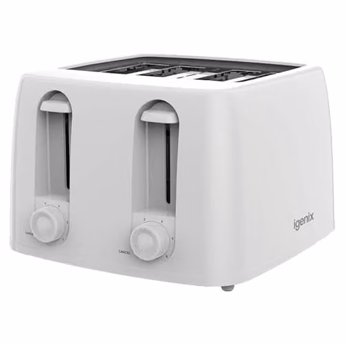 Igenix 4 Slice Toaster, 1300W with Cable Storage, White