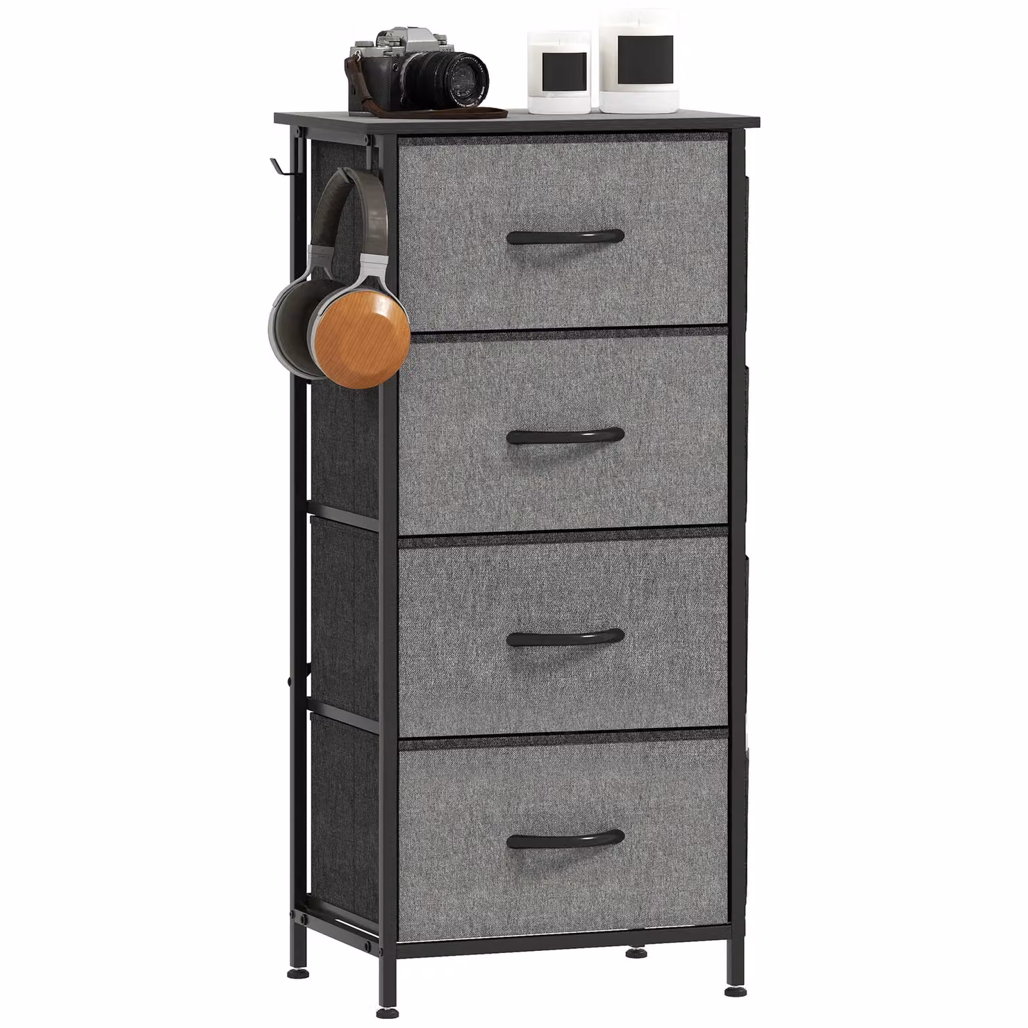 HOMCOM Modern Fabric Chest of Drawers for Bedroom in Grey – 2