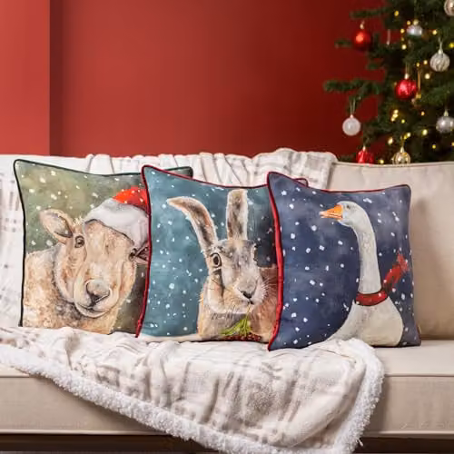 Riva Home Christmas Animal Square Polyester Cushion, Multicolour, W/D/H: 43 x 43 x 43 cm – 3