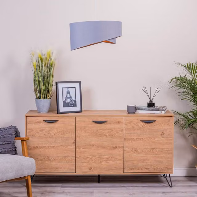 ValueLights Trekan Modern Fabric Ceiling Pendant Shade in Grey and Gold