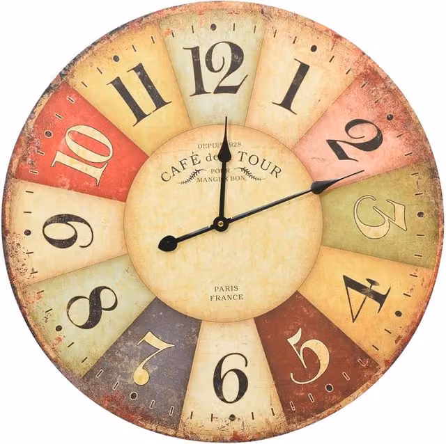 Berkfield Home Vintage Round Analog Wall Clock in Multicolour, Diameter: 60 cm