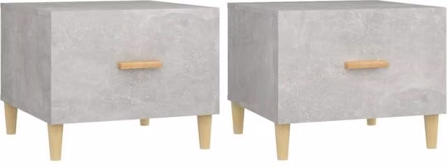 Berkfield Home Set of 2 Concrete Grey Square Coffee Tables in Engineered Wood, W/D/H: 50 x 50 x 40 cm